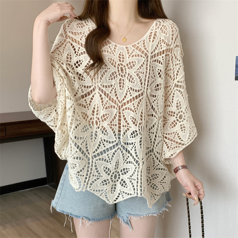 Crochet Top Boho - Atasan Renda Rajutan Wanita Atasan Jaring