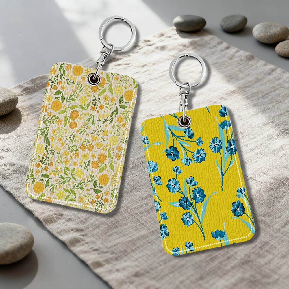 Vintage Fashion Community - Gantungan Kunci Kulit Motif Bunga Kuning