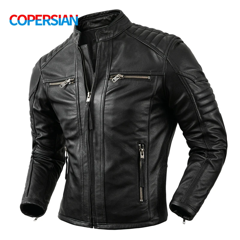 Vintage Fashion Outfits Men - Mantel kulit motor, jaket kulit sapi