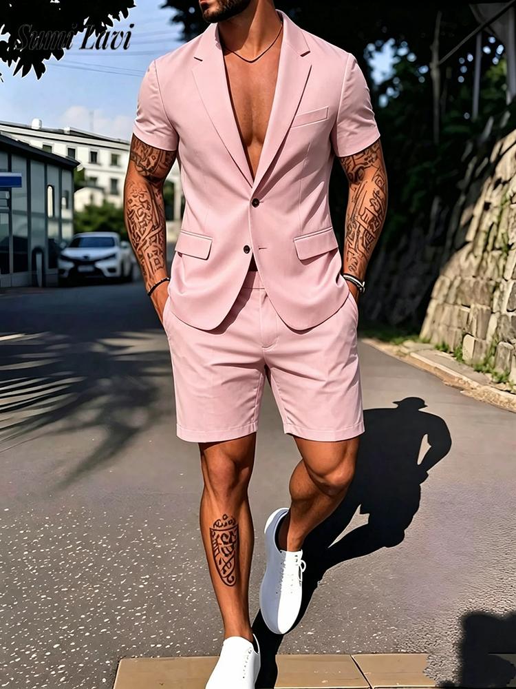 Vintage Fashion Outfits Men - Setelan Pria Kasual Warna Solid Blazer