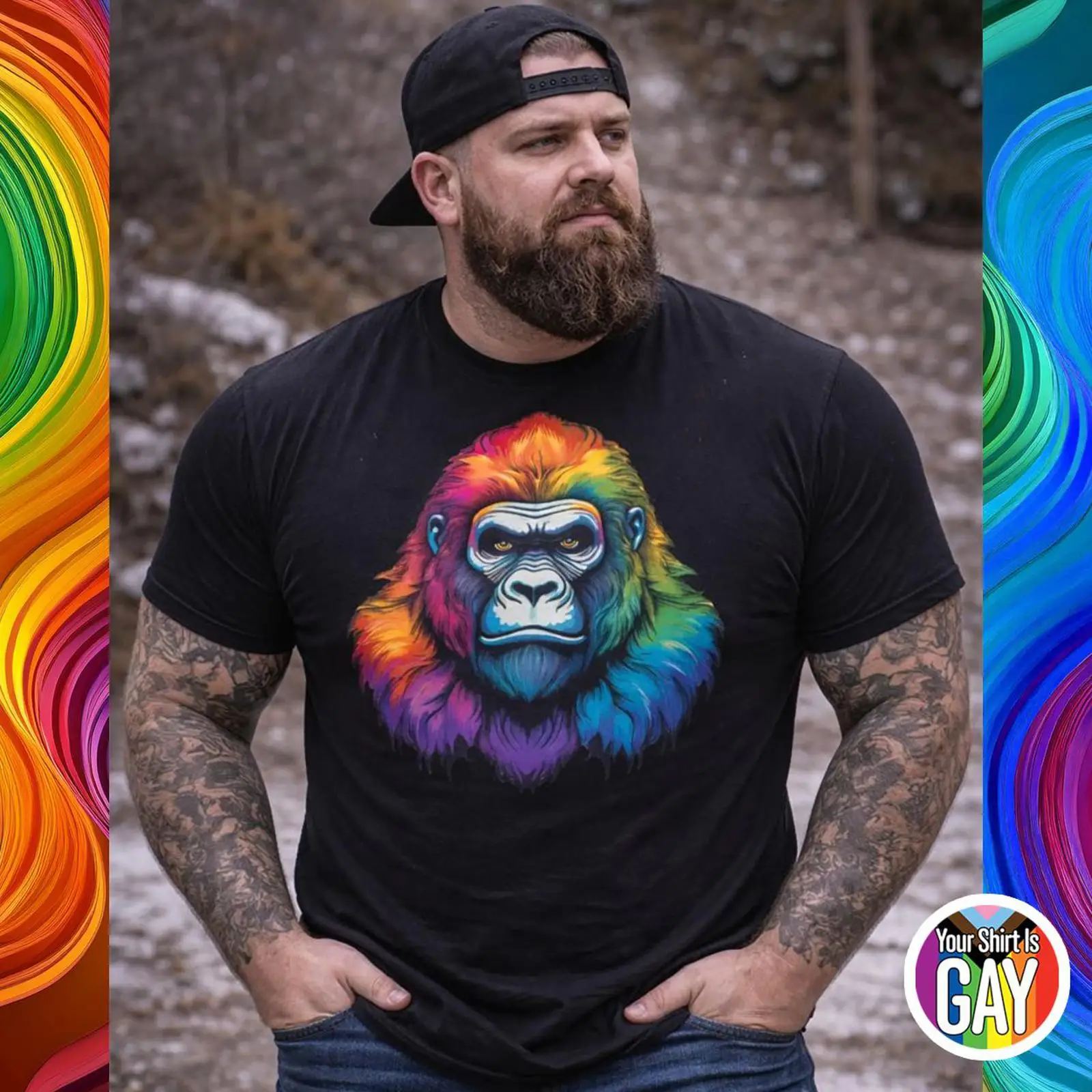 Vintage Fashion Community - Kaos Gay Gorilla Pride Rainbow Bear