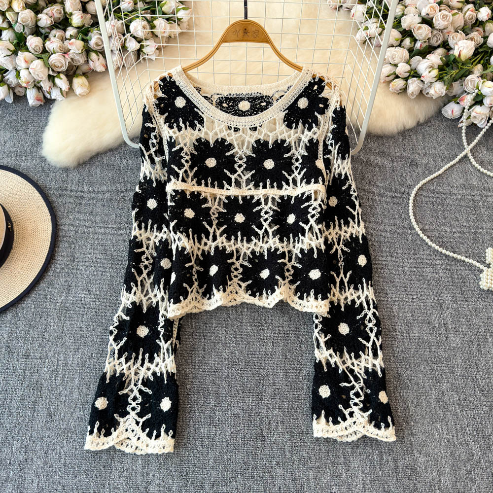 Crochet Top Boho - Atasan Rajut Bunga untuk Wanita Lengan