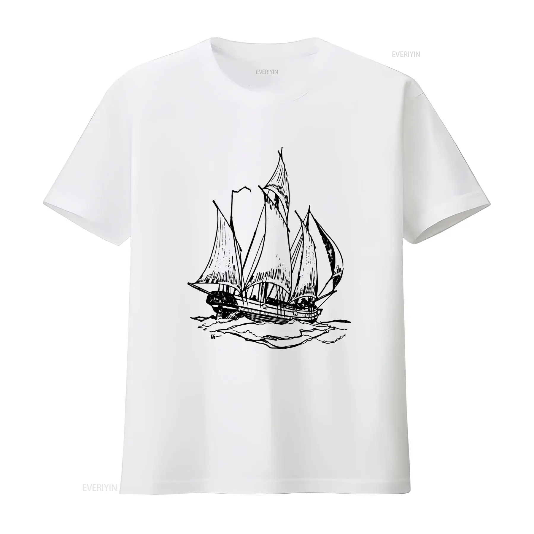 Kaos Cetak Kapal Layar Schoone - Vintage Yacht Fashion ulasan dan harga