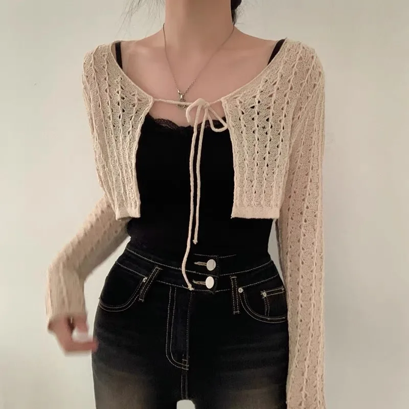 Kardigan Wanita Model Crop den - Crochet Top Boho ulasan dan harga