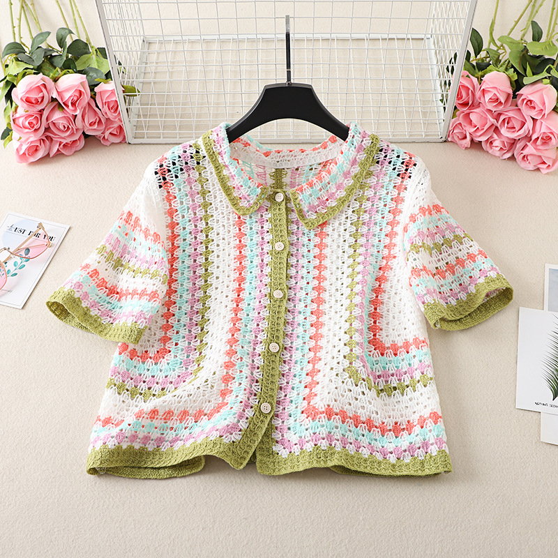 Kemeja Rajut Kancing Depan unt - Crochet Top Boho ulasan dan harga