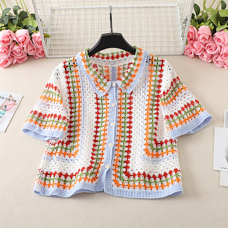 Kemeja Rajut Kancing Depan unt - Crochet Top Boho ulasan dan harga