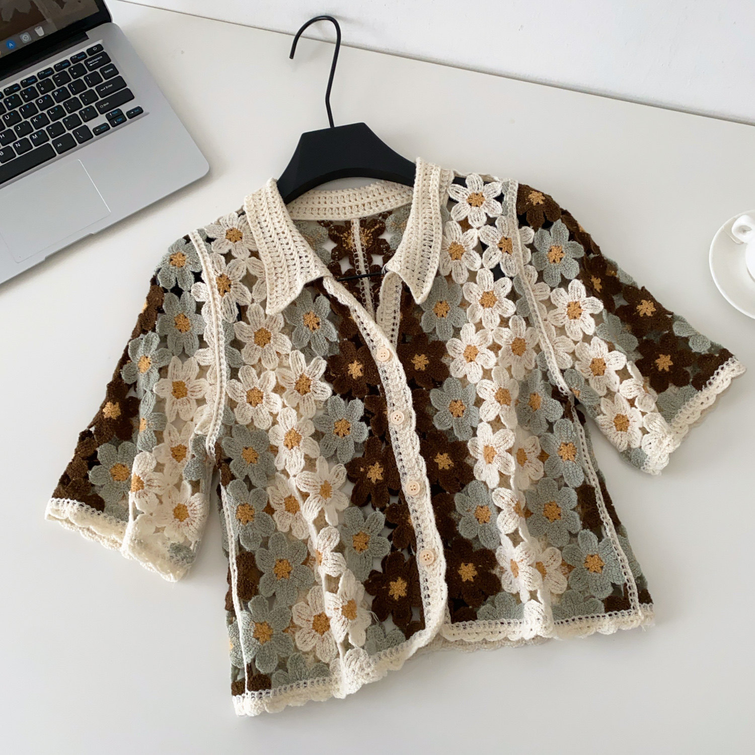 Kardigan Rajut Bunga Wanita Ke - Crochet Top Boho ulasan dan harga