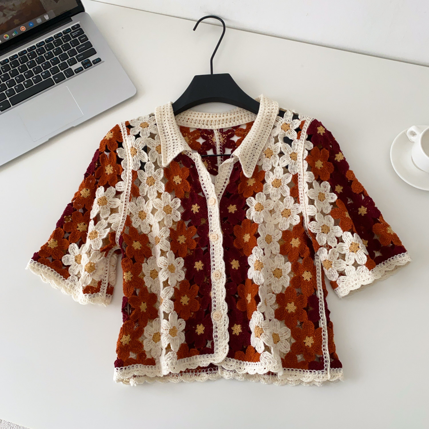 Kardigan Rajut Bunga Wanita Ke - Crochet Top Boho ulasan dan harga