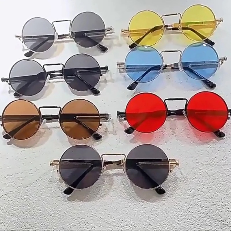 Kacamata Hitam Bulat Bingkai L - Vintage Fashion Female ulasan dan harga