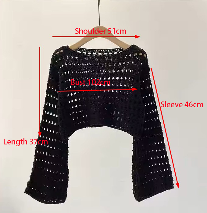 Atasan rajut rajut lengan panj - Crochet Top Boho ulasan dan harga