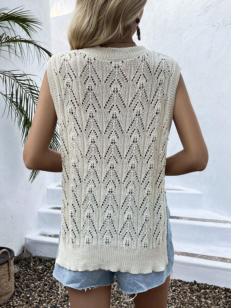 Atasan Rompi Rajut Beige Wanit - Crochet Top Boho ulasan dan harga