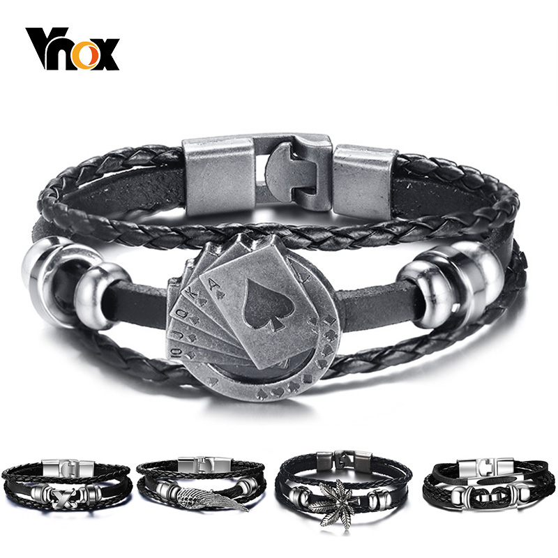 Vnox Gelang Kulit Pria Klasik  - Vintage Vegas Fashion ulasan dan harga