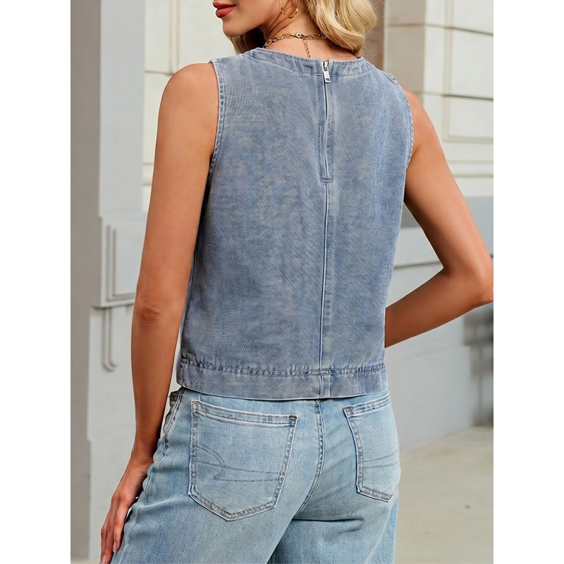 Benuynffy Rompi Denim Leher Bu - Vintage Fashion Female ulasan dan harga