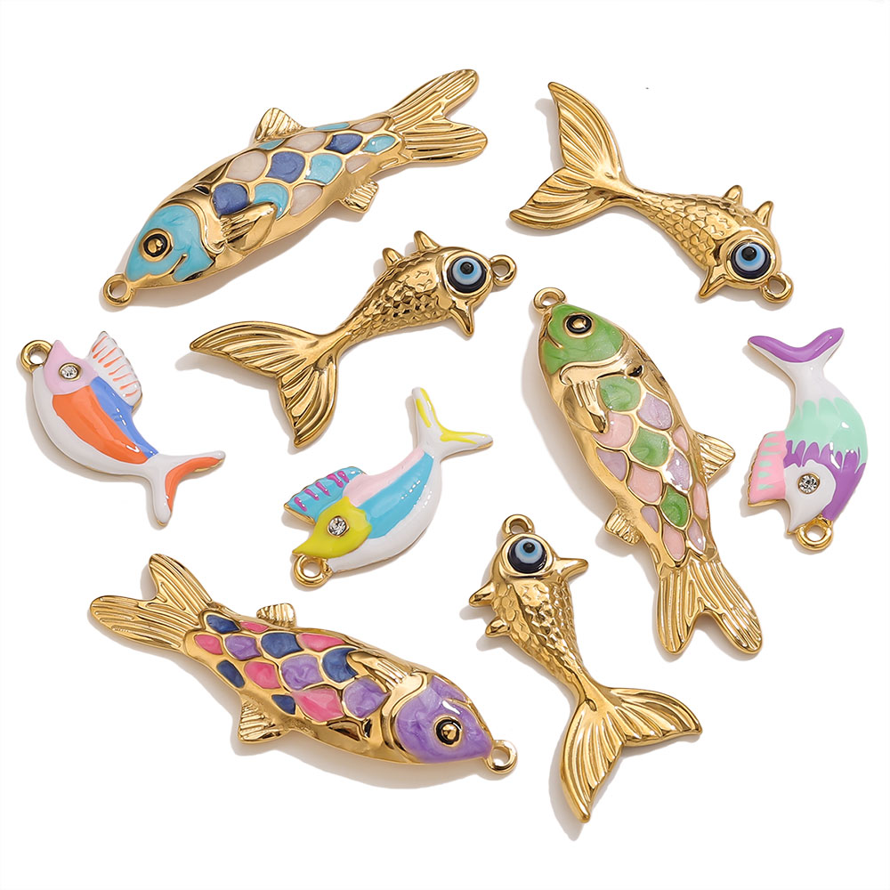 2-3 Buah Jimat Ikan Enamel Ema - Vintage Fashion Necklace ulasan dan harga