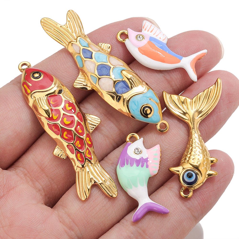 2-3 Buah Jimat Ikan Enamel Ema - Vintage Fashion Necklace ulasan dan harga