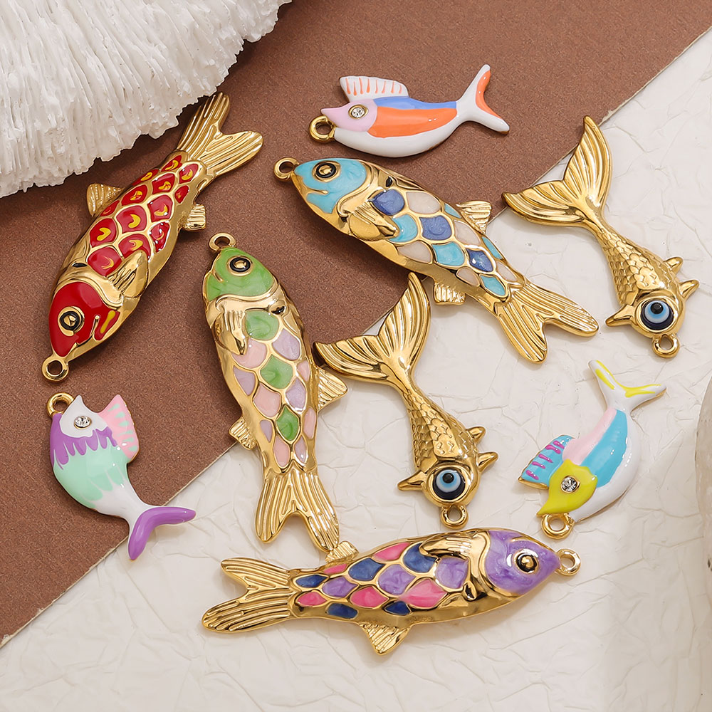 2-3 Buah Jimat Ikan Enamel Ema - Vintage Fashion Necklace ulasan dan harga