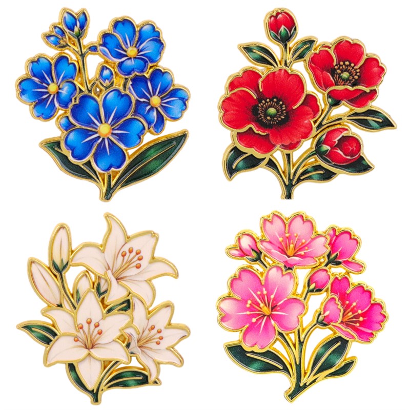 Pin Enamel Bunga Vintage Warna - Vintage Urban Fashion ulasan dan harga