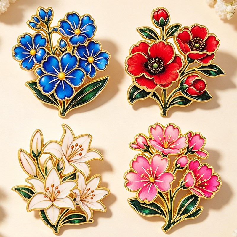 Pin Enamel Bunga Vintage Warna - Vintage Urban Fashion ulasan dan harga