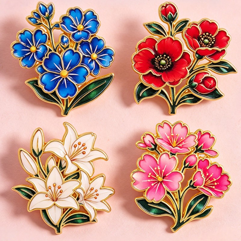 Pin Enamel Bunga Vintage Warna - Vintage Urban Fashion ulasan dan harga