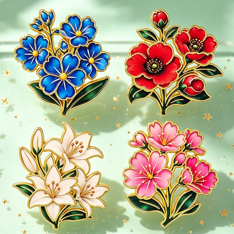 Pin Enamel Bunga Vintage Warna - Vintage Urban Fashion ulasan dan harga