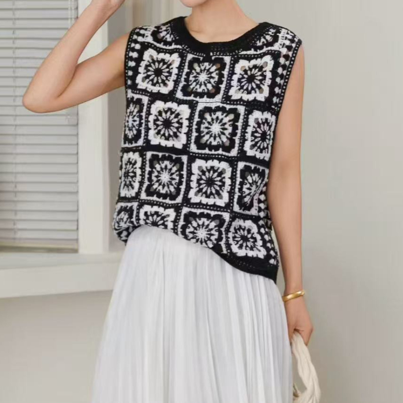 Atasan Rajut Granny Square Tan - Crochet Top Boho ulasan dan harga