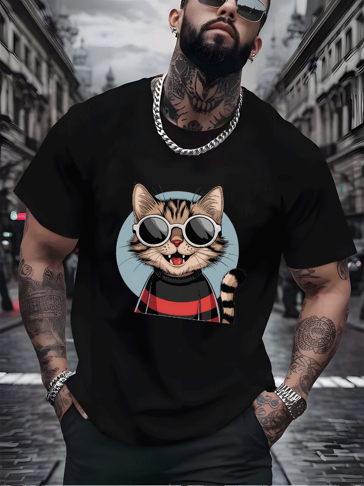 Kaos Katun Vintage Motif Kucin - Vintage Fashion Outfits Men ulasan dan harga